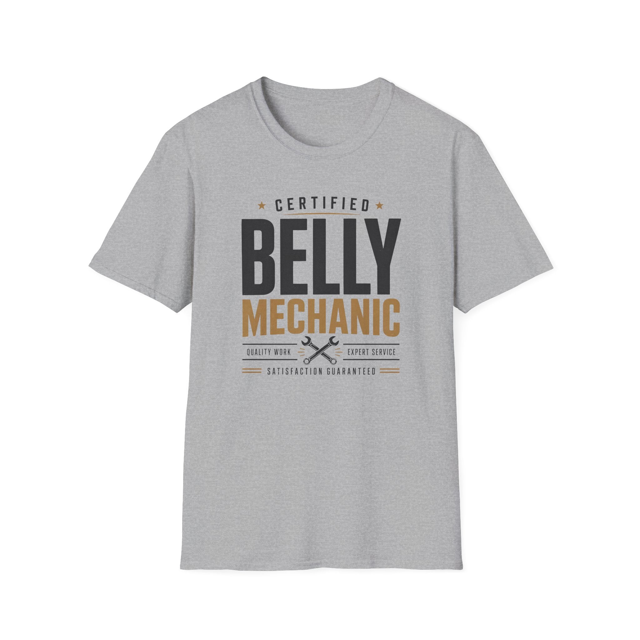 Certified Belly Mechanic Shirt – Funny Dad Mechanic Tee, Blue Collar Humor T-Shirt
