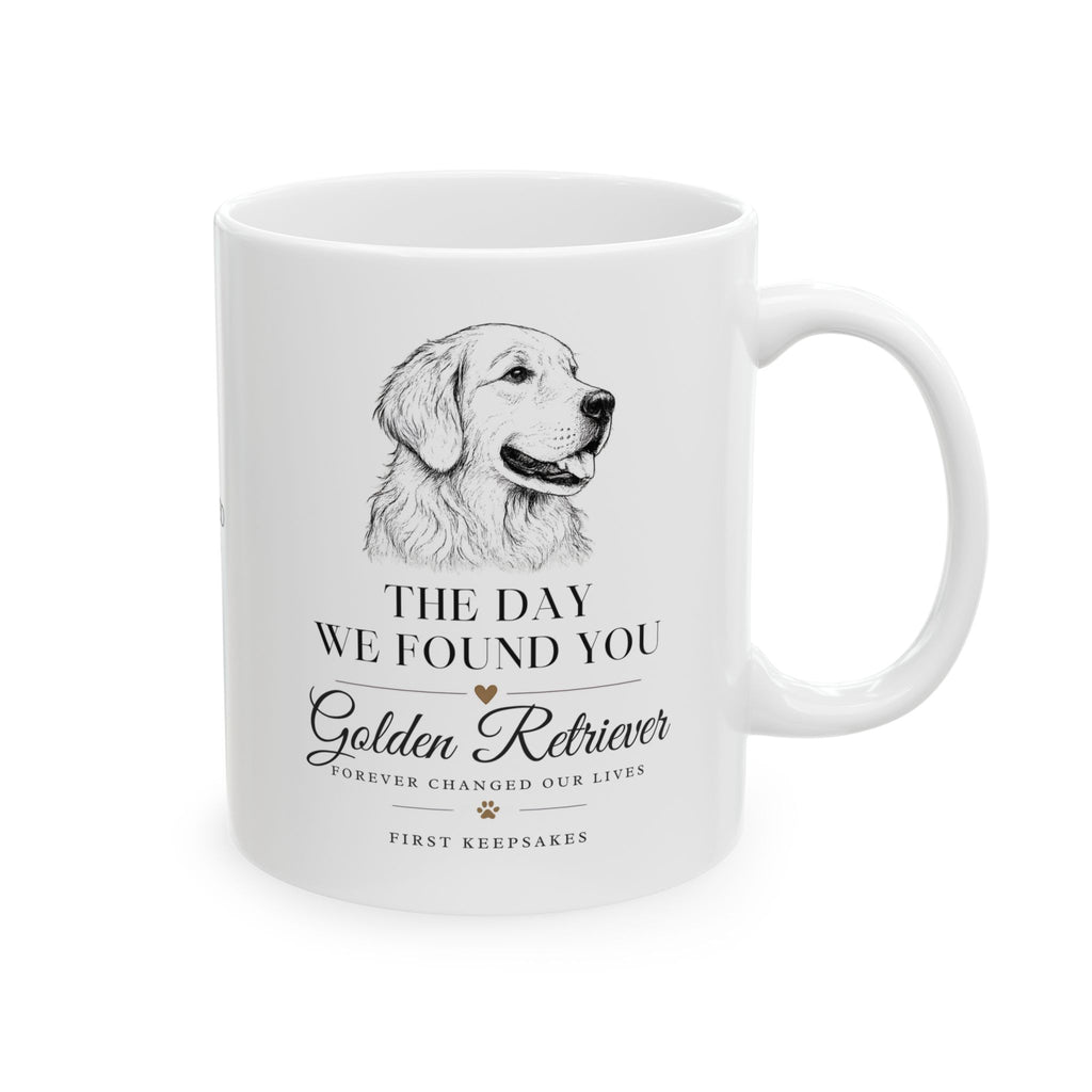 Golden Retriever 'The Day We Found You' Personalized Mug — Custom Gotcha Day Coffee Cup (11oz/15oz)