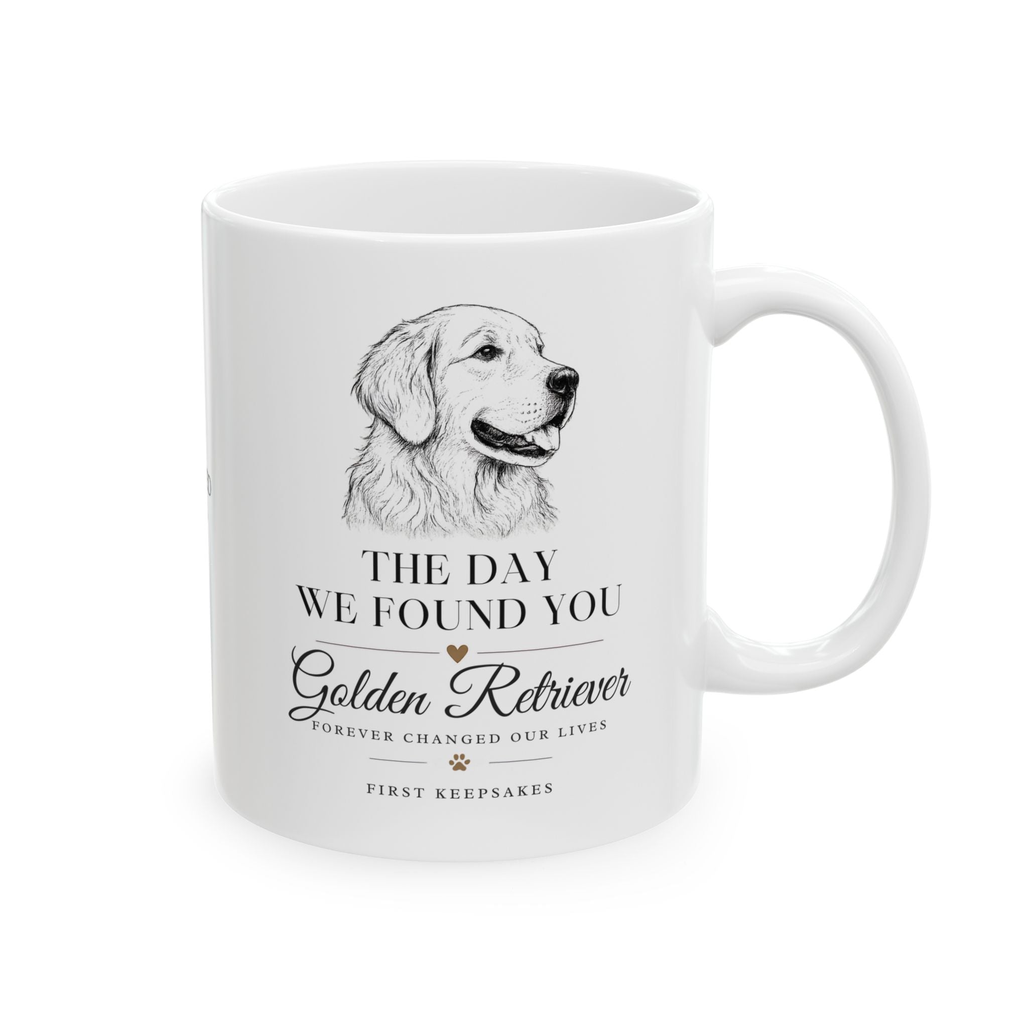 Golden Retriever 'The Day We Found You' Personalized Mug — Custom Gotcha Day Coffee Cup (11oz/15oz)