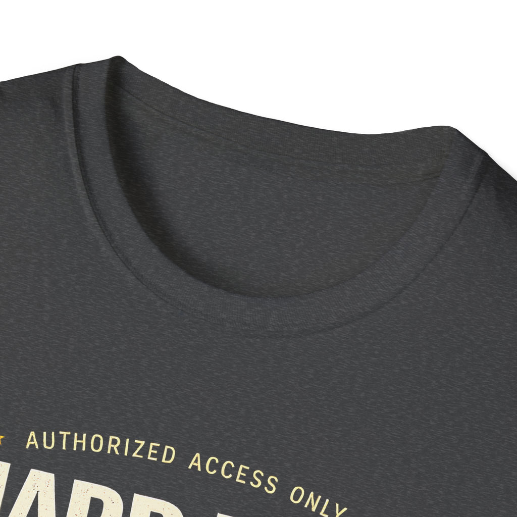Hard Hat Required Near Dad Shirt – Funny Construction Dad Tee, Blue Collar Workwear Graphic T-Shirt