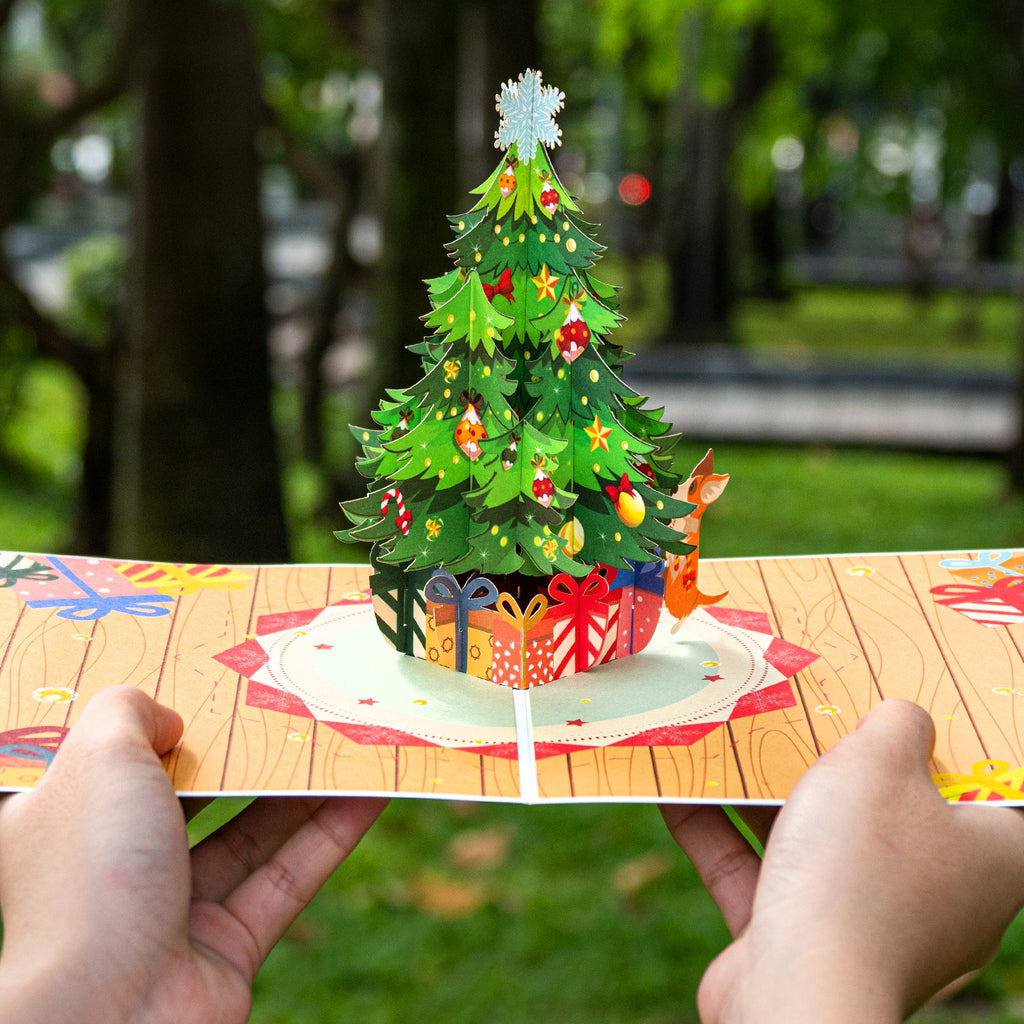 Christmas Tree 3D Pop Up Card – Eco-Friendly, Recycled Materials
