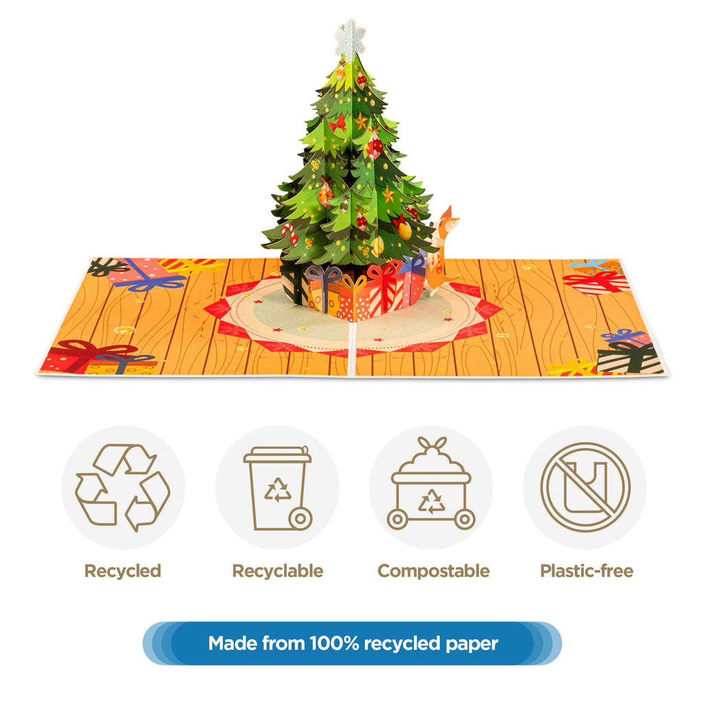 Christmas Tree 3D Pop Up Card – Eco-Friendly, Recycled Materials