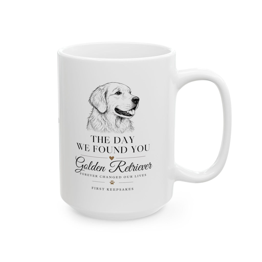 Golden Retriever 'The Day We Found You' Personalized Mug — Custom Gotcha Day Coffee Cup (11oz/15oz)