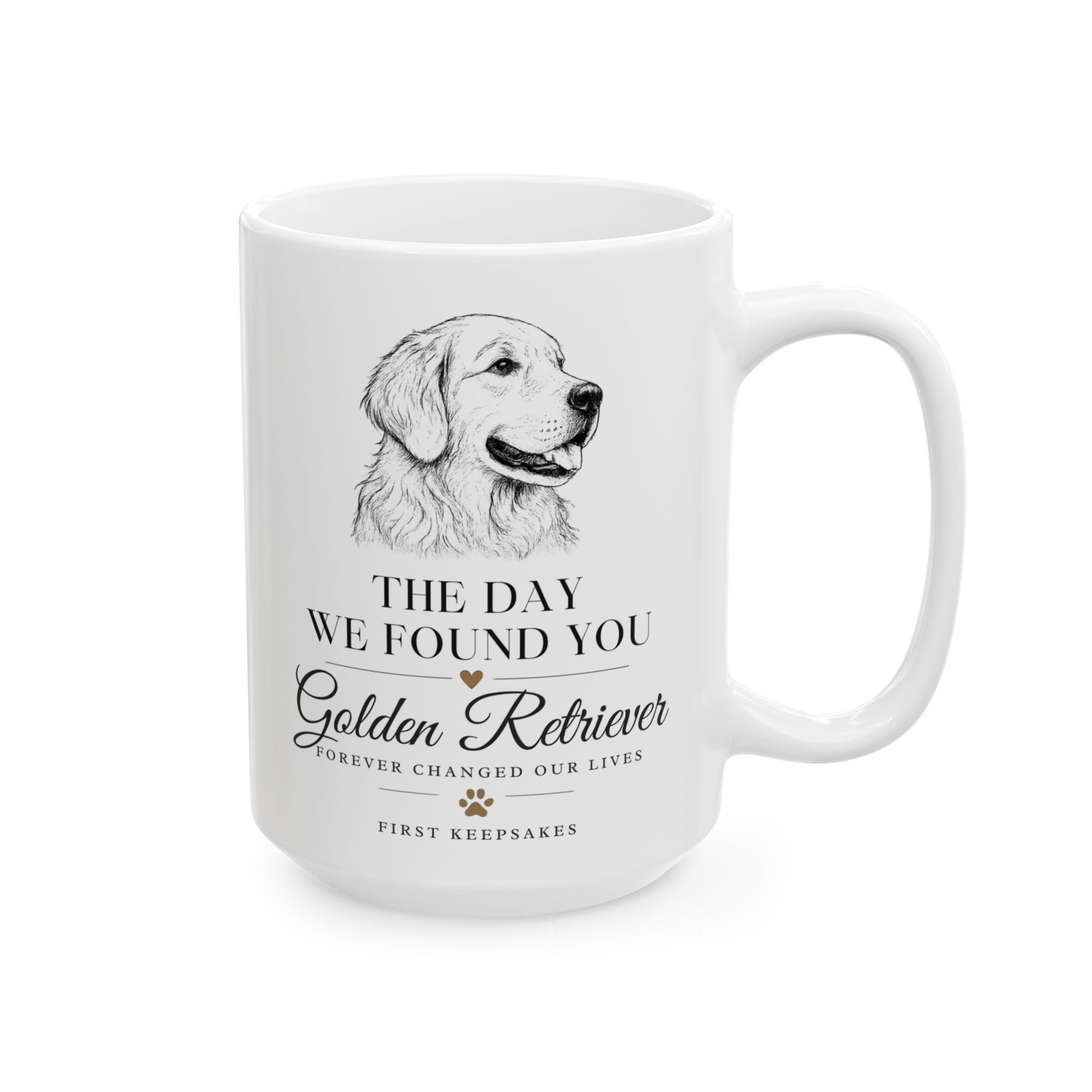 Golden Retriever 'The Day We Found You' Personalized Mug — Custom Gotcha Day Coffee Cup (11oz/15oz)