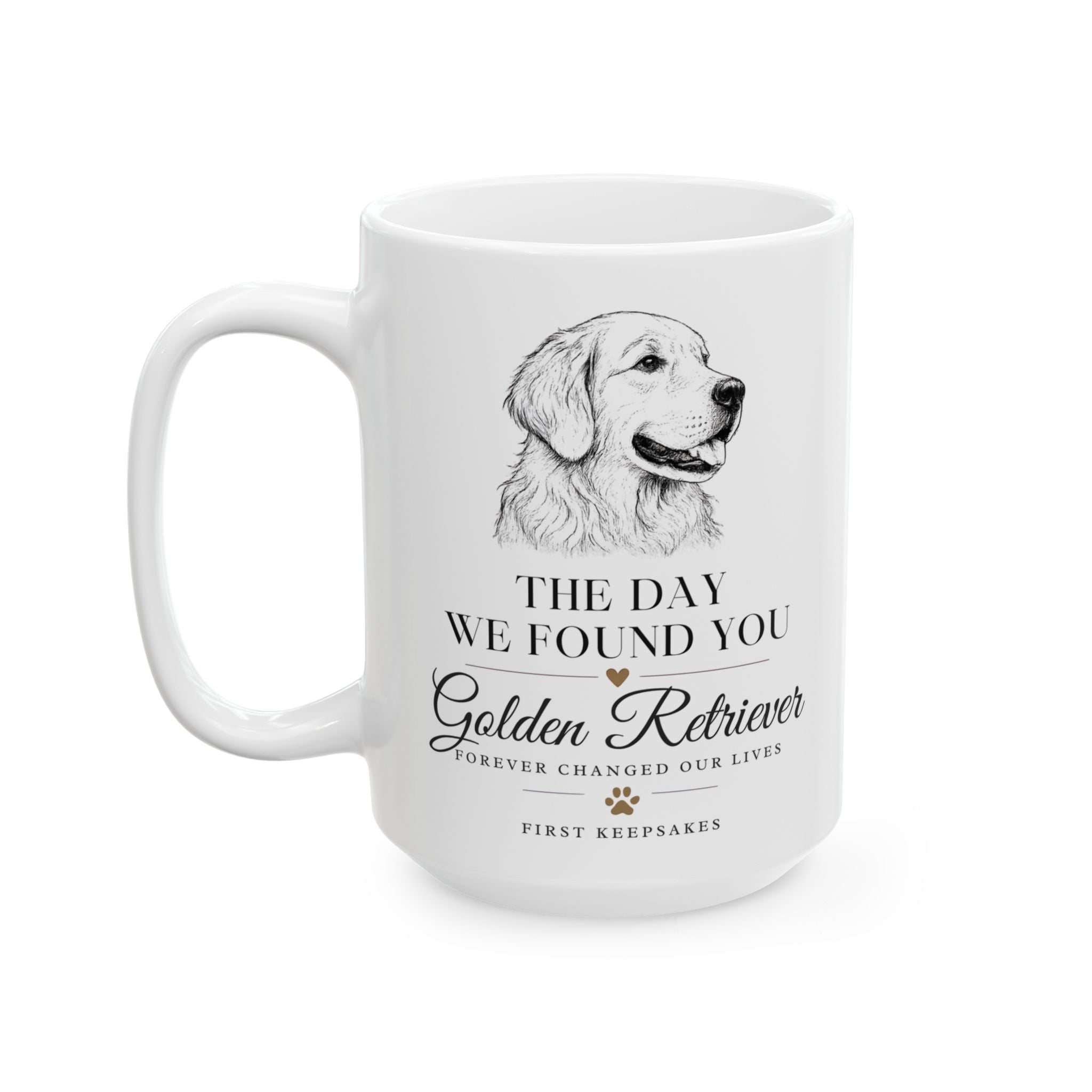Golden Retriever 'The Day We Found You' Personalized Mug — Custom Gotcha Day Coffee Cup (11oz/15oz)