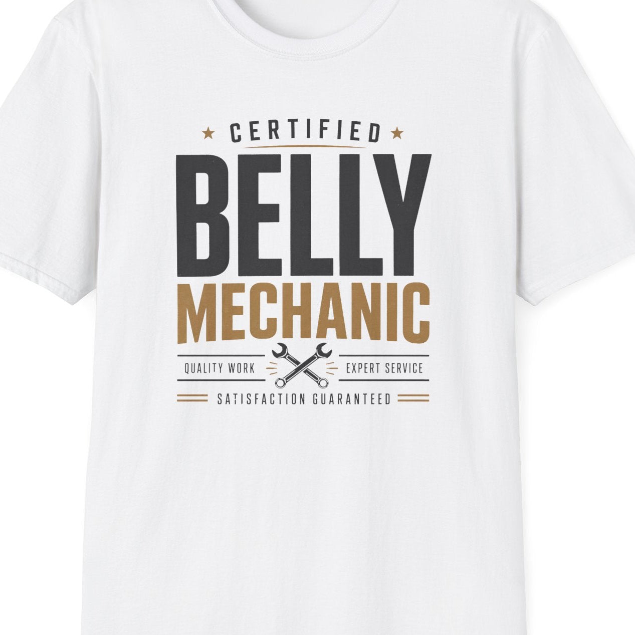 Certified Belly Mechanic Shirt – Funny Dad Mechanic Tee, Blue Collar Humor T-Shirt