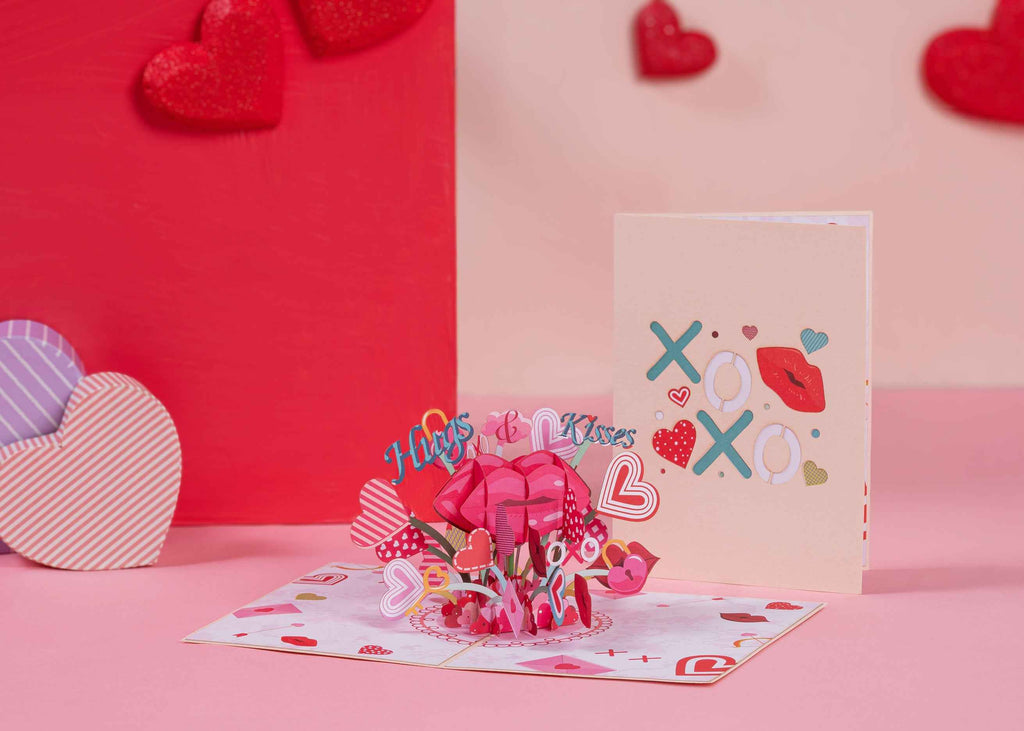 XOXO Umarmungen & Küsse Pop-Up Valentinstag Pop-Up Karte