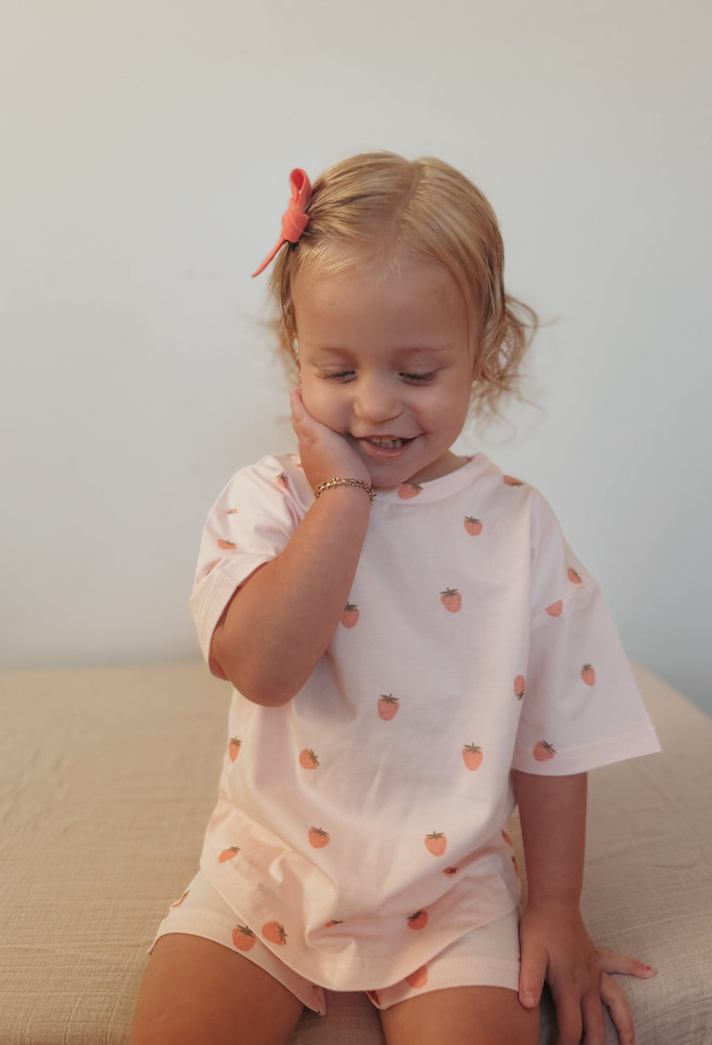 Shorts-Set aus Bio-Baumwolle mit Erdbeerdruck