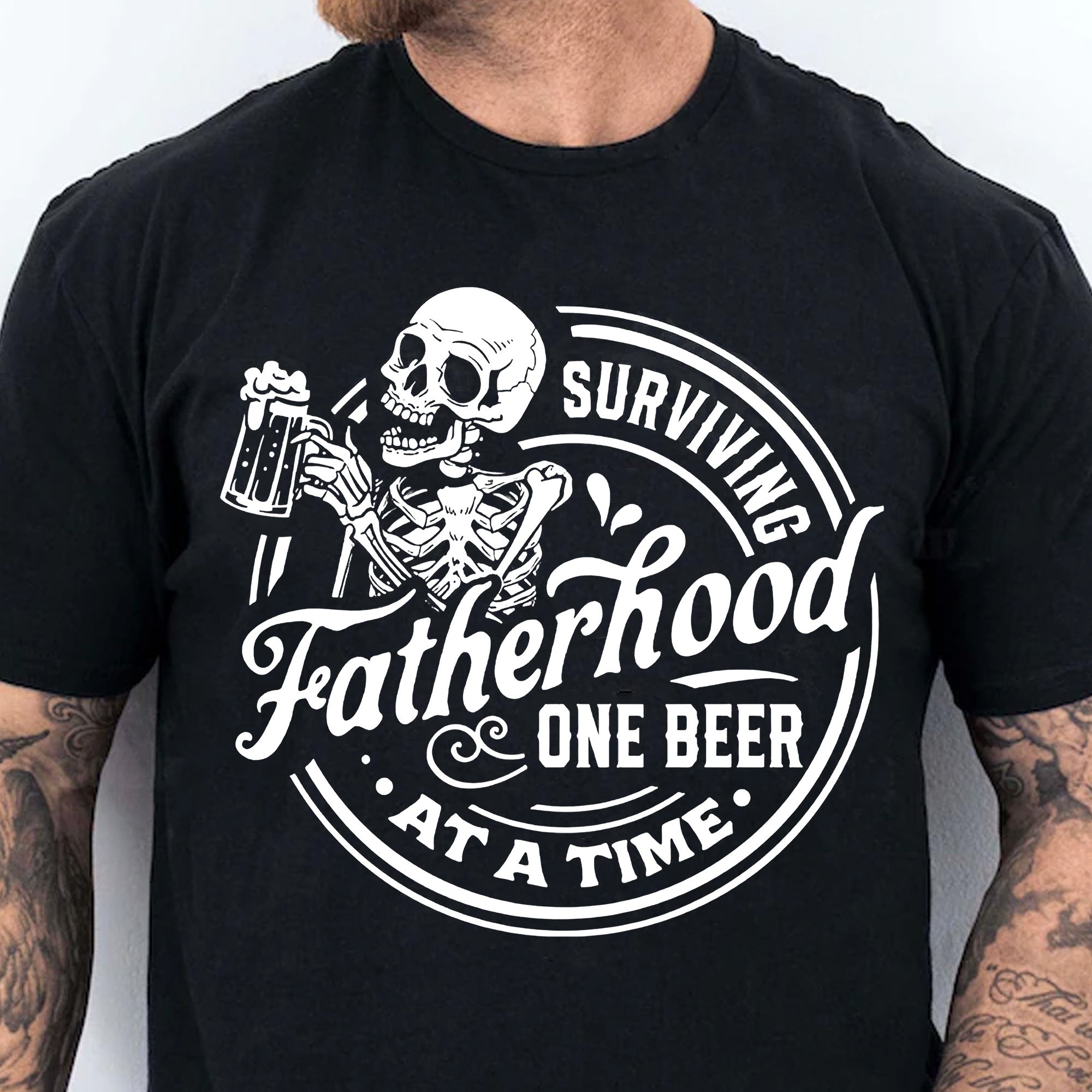 Funny Fatherhood Shirt | Surviving Fatherhood One Beer At A Time T-Shirt | Father’s Day Gift For Dad Or Husband 682257