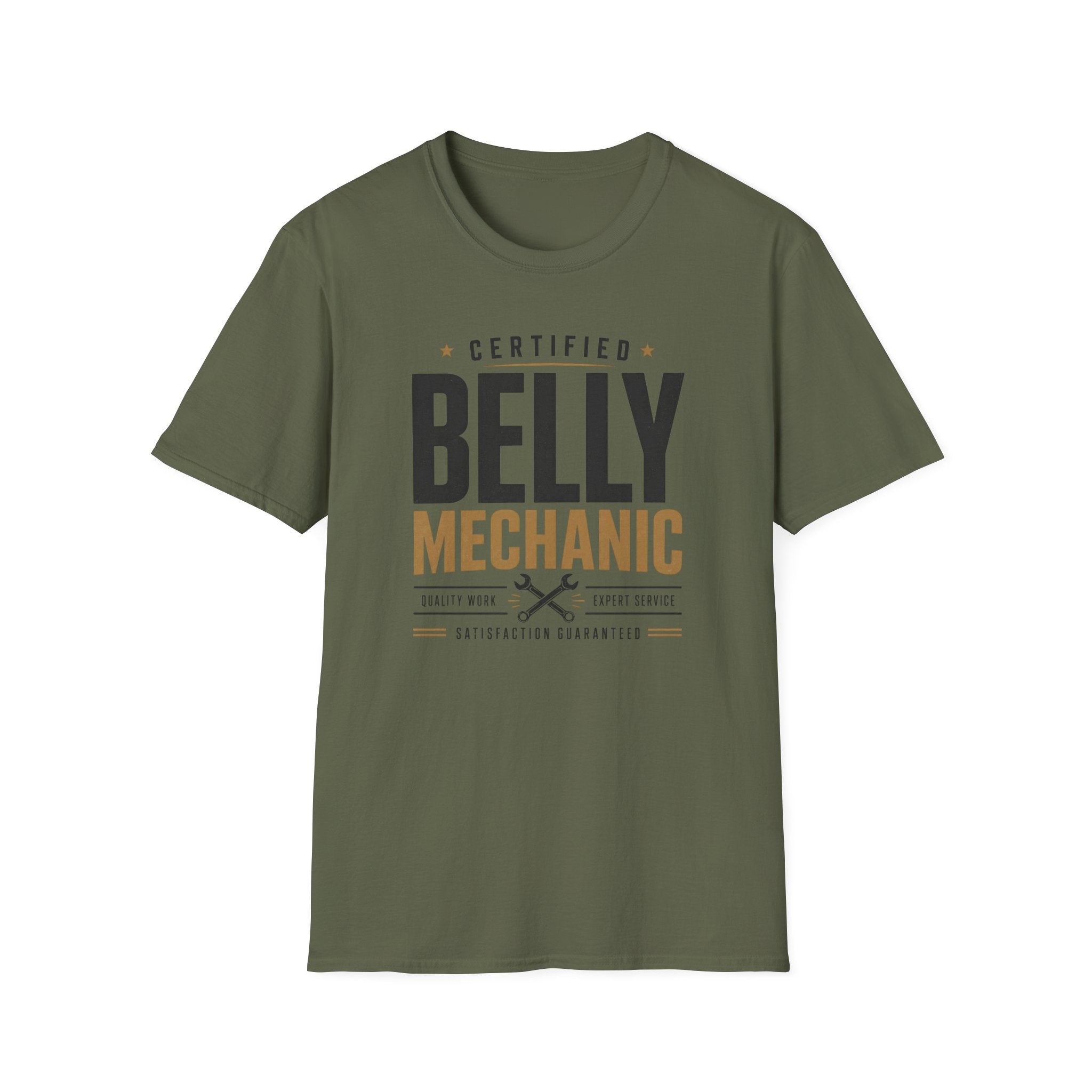 Certified Belly Mechanic Shirt – Funny Dad Mechanic Tee, Blue Collar Humor T-Shirt