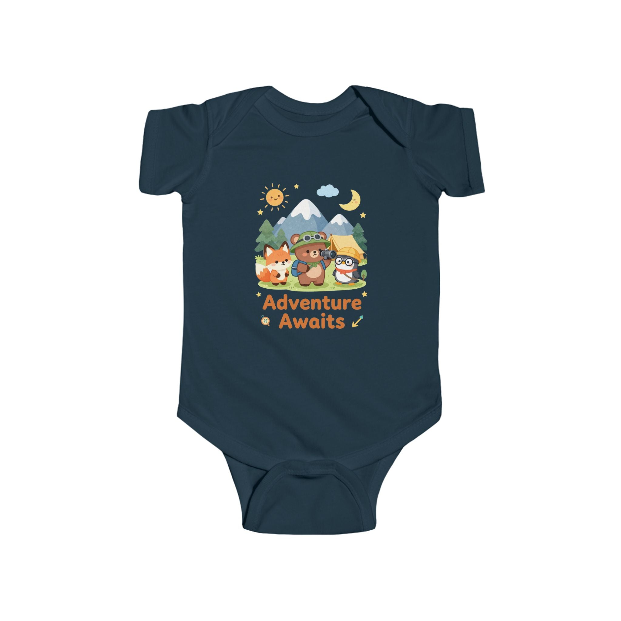 Adventure Awaits Infant Bodysuit — Woodland Bear, Fox & Owl Storybook Design
