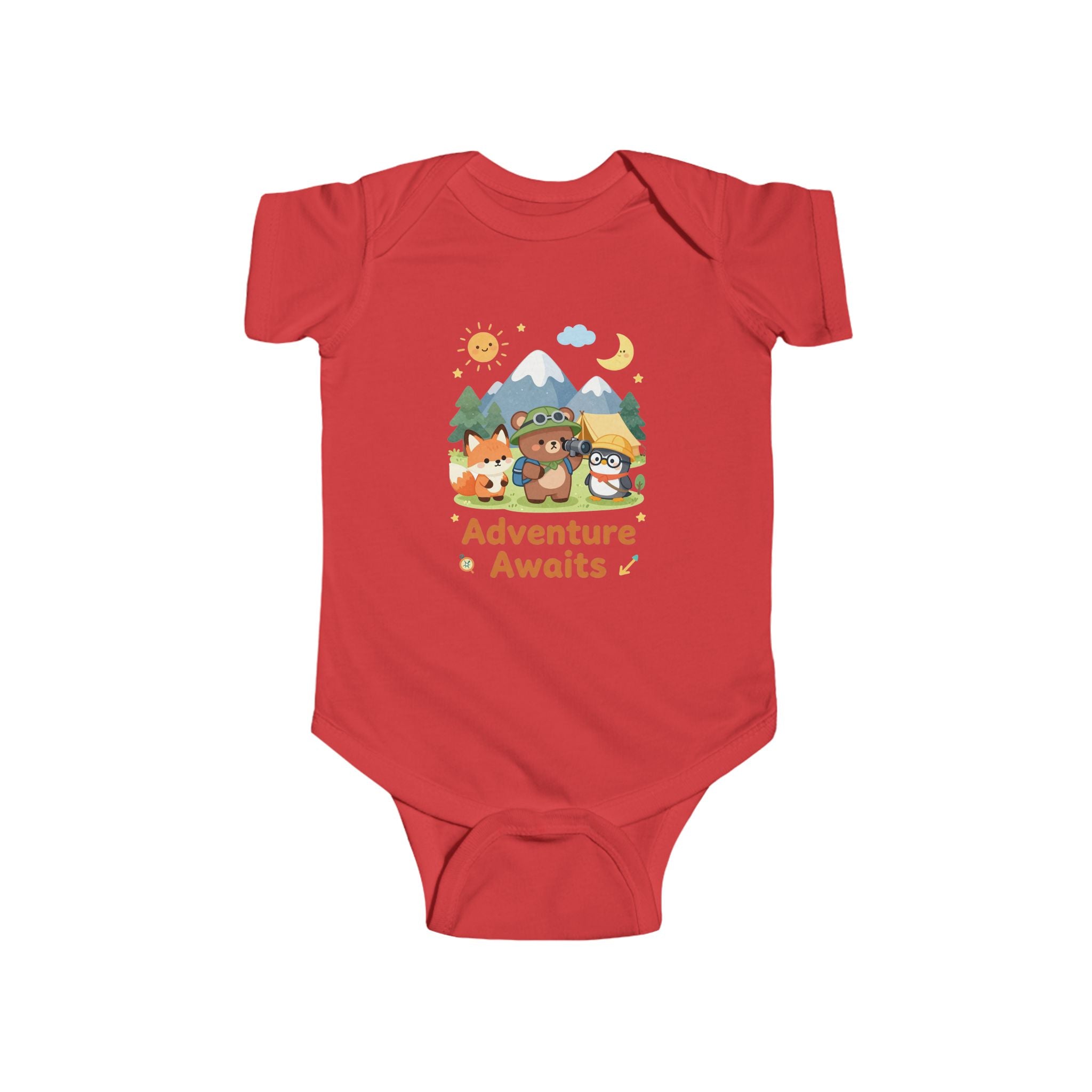 Adventure Awaits Infant Bodysuit — Woodland Bear, Fox & Owl Storybook Design
