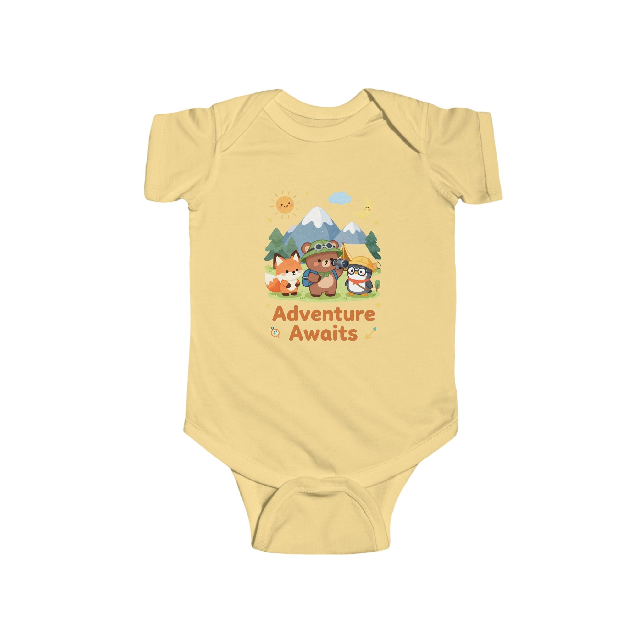 Adventure Awaits Infant Bodysuit — Woodland Bear, Fox & Owl Storybook Design