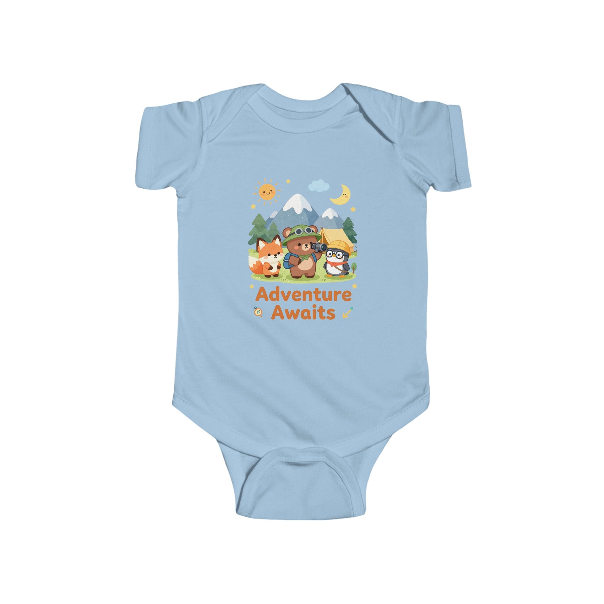 Adventure Awaits Infant Bodysuit — Woodland Bear, Fox & Owl Storybook Design
