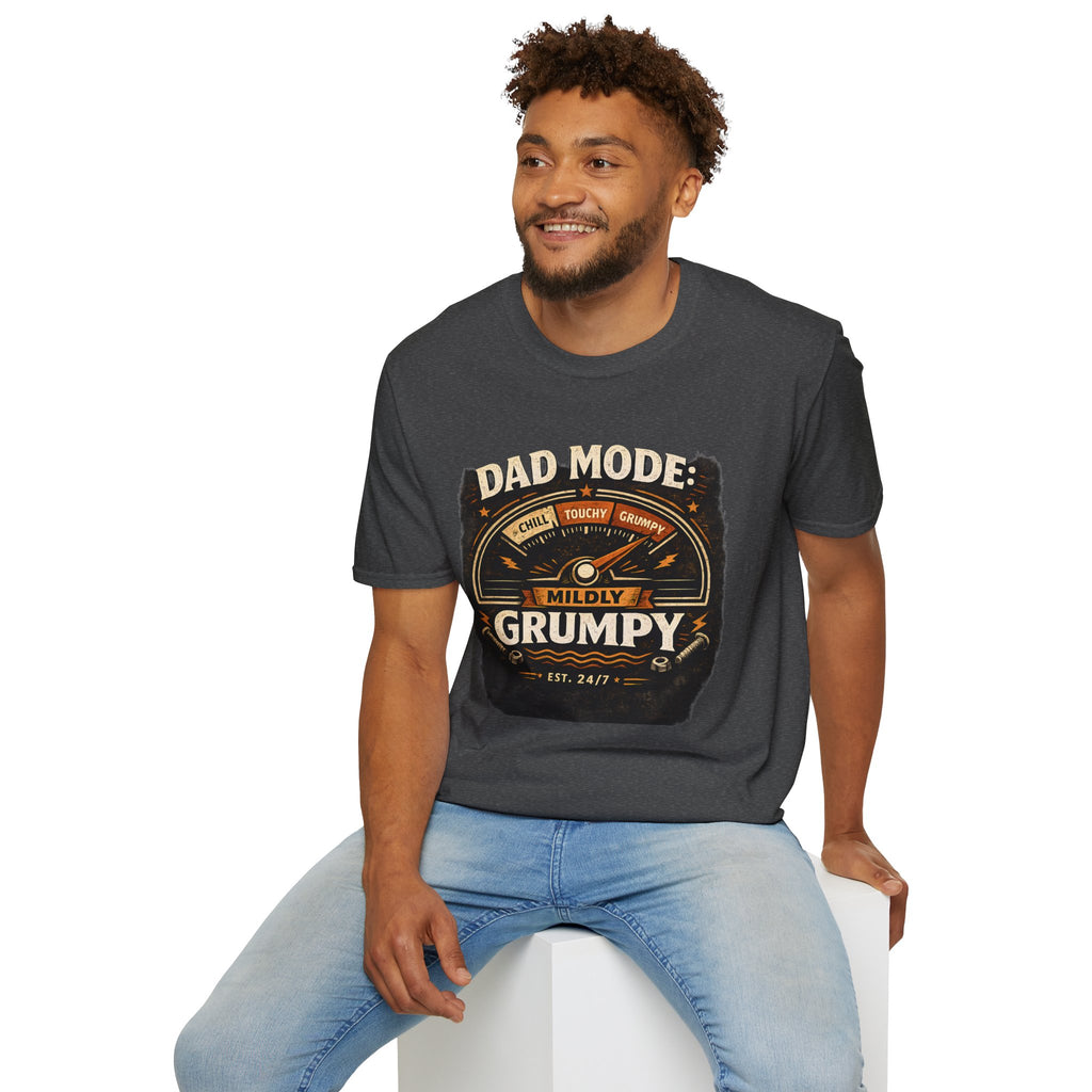 Dad Mode T-Shirt — "Mildly Grumpy" Vintage Gauge Graphic