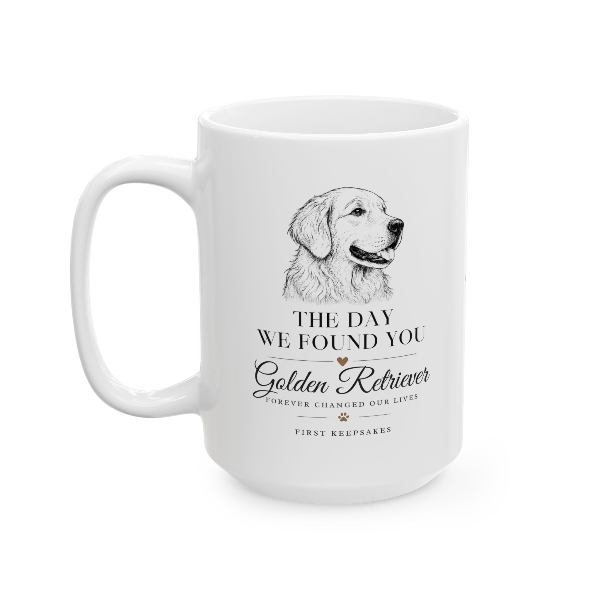 Golden Retriever 'The Day We Found You' Personalized Mug — Custom Gotcha Day Coffee Cup (11oz/15oz)