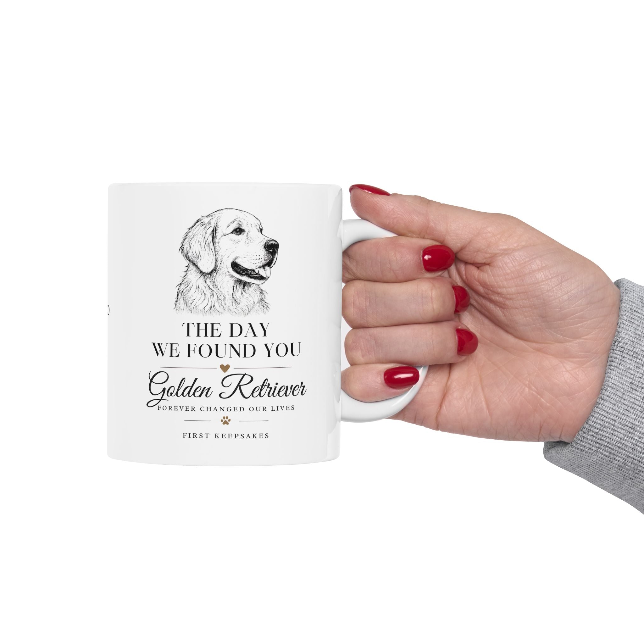 Golden Retriever 'The Day We Found You' Personalized Mug — Custom Gotcha Day Coffee Cup (11oz/15oz)