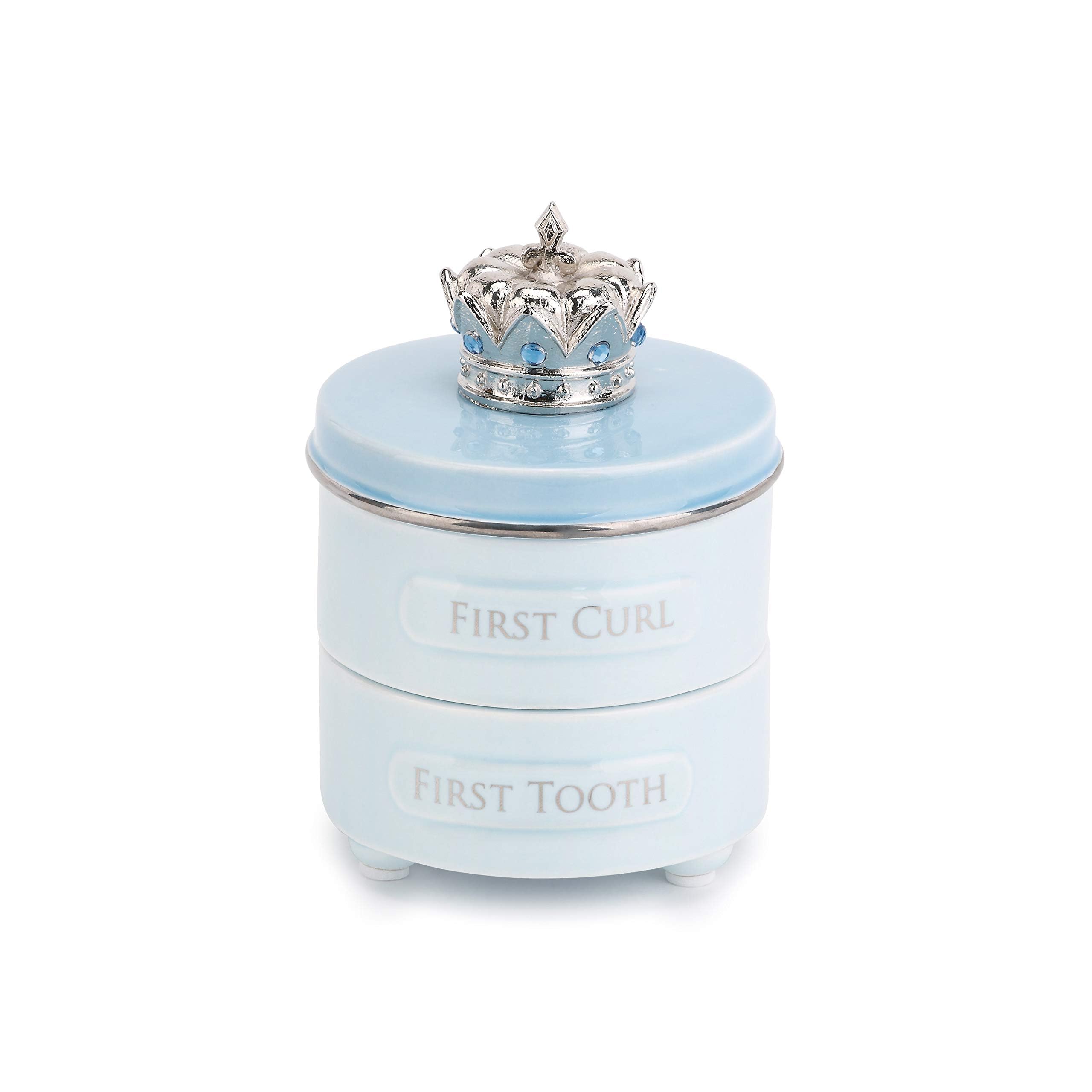 DEMDACO Pink Princess Crown First Tooth & Curl Keepsake Box - Baby Milestone Box for First Tooth & Curl - Ceramic Compartments - Decorative & Elegant - Ceramic - Baby Shower