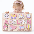 Wooden Name Puzzle for Toddlers 1-3, Personalized Name Puzzle with Animal Story Background, Baby Puzzle, Custom Baby Gift, First Birthday Gift for Boy Girl (Shapes and Numbers)