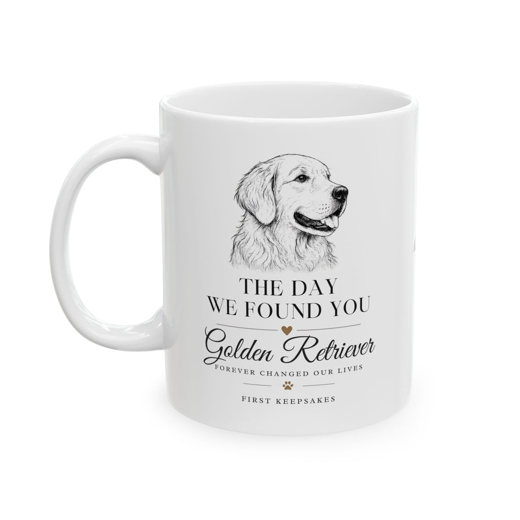 Golden Retriever 'The Day We Found You' Personalized Mug — Custom Gotcha Day Coffee Cup (11oz/15oz)