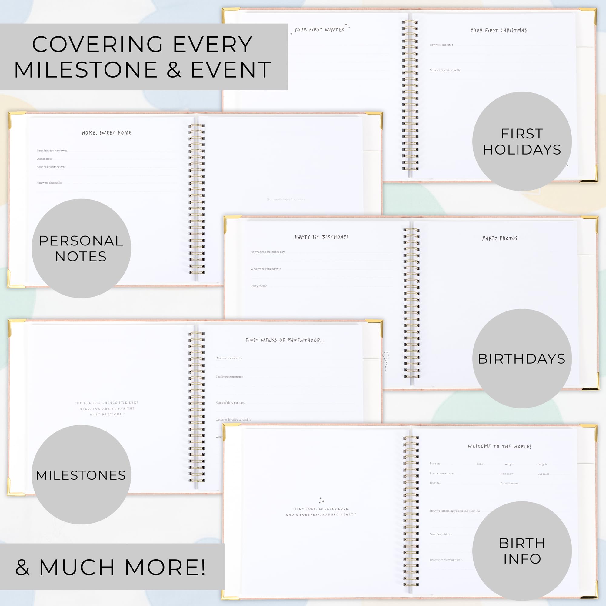 Keepsake Baby Memory Book for Boys and Girls – Timeless First 5 Year Baby Book – Neutral Journal Scrapbook or Photo Album - Record a Milestone for Every Event from Birth to Age 5