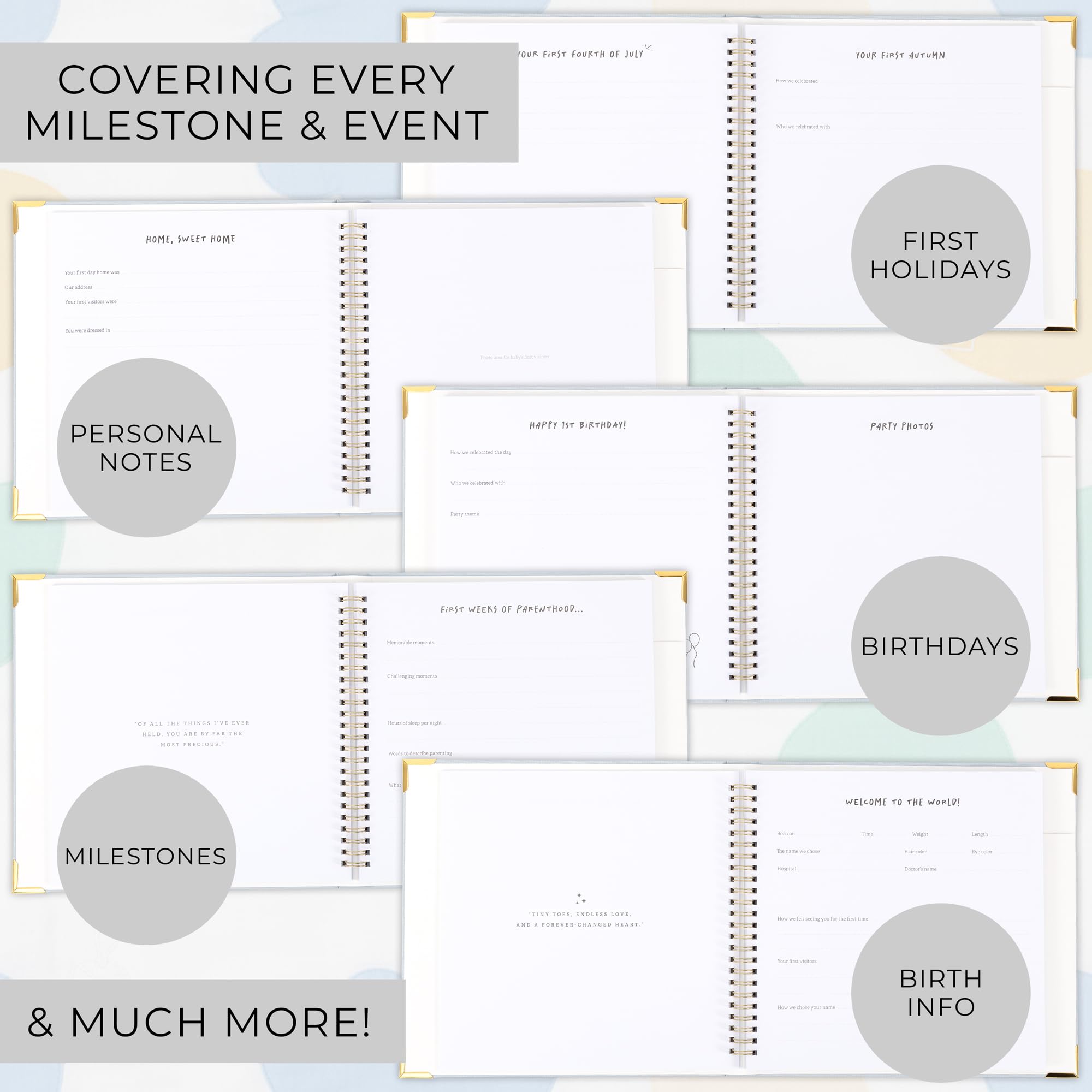 Keepsake Baby Memory Book for Boys and Girls – Timeless First 5 Year Baby Book – Neutral Journal Scrapbook or Photo Album - Record a Milestone for Every Event from Birth to Age 5