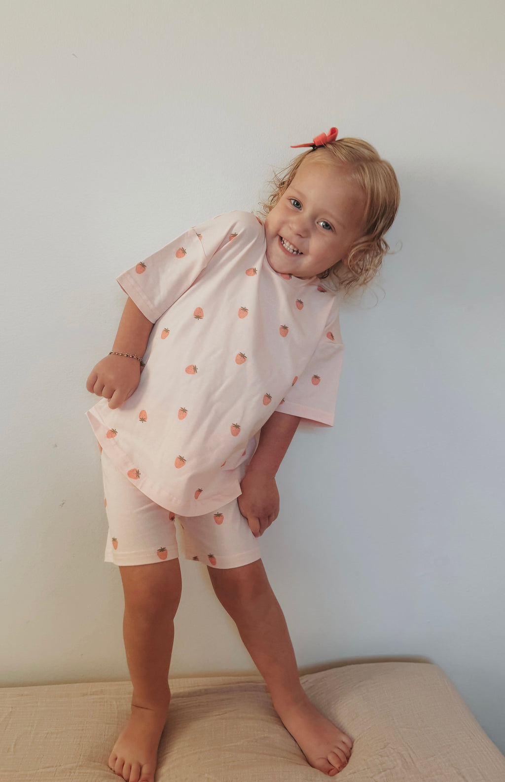 Shorts-Set aus Bio-Baumwolle mit Erdbeerdruck