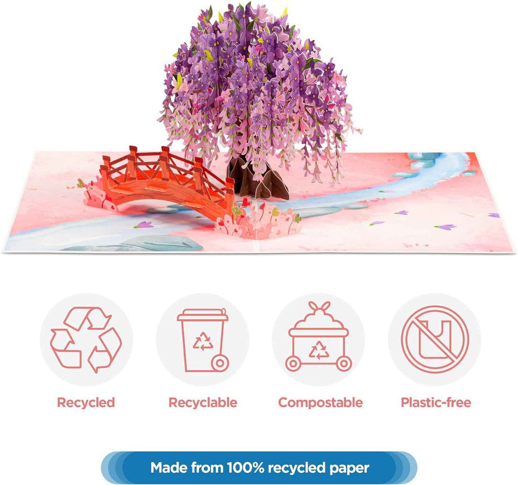 Wisteria 3D Pop-Up-Karte – umweltfreundlich, aus recycelten Materialien