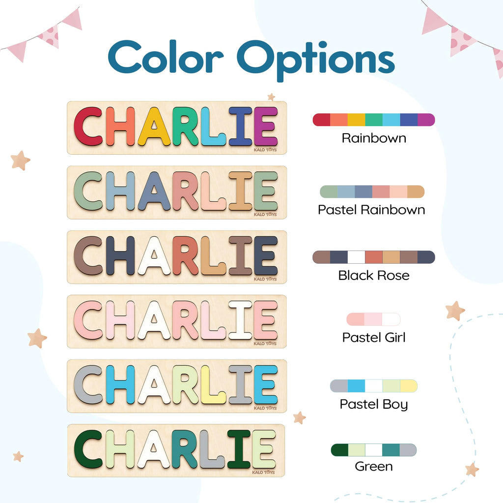 Custom Name Puzzle for Toddlers - Personalized Baby Gift with Animal Art Backdrop | 48 Animal Themes | 1st Birthday Gift for Boy & Girl | Personalized Baby Gifts