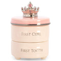 DEMDACO Pink Princess Crown First Tooth & Curl Keepsake Box - Baby Milestone Box for First Tooth & Curl - Ceramic Compartments - Decorative & Elegant - Ceramic - Baby Shower