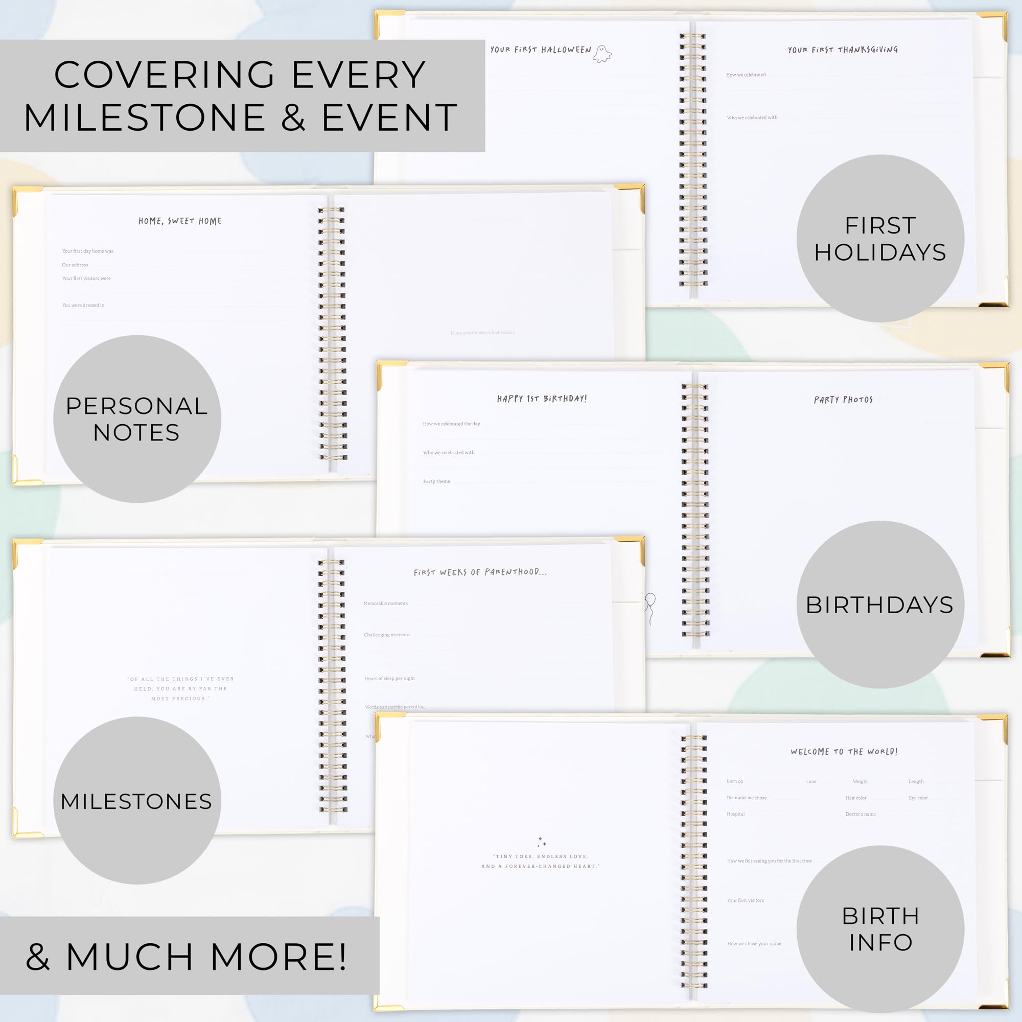 Keepsake Baby Memory Book for Boys and Girls – Timeless First 5 Year Baby Book – Neutral Journal Scrapbook or Photo Album - Record a Milestone for Every Event from Birth to Age 5