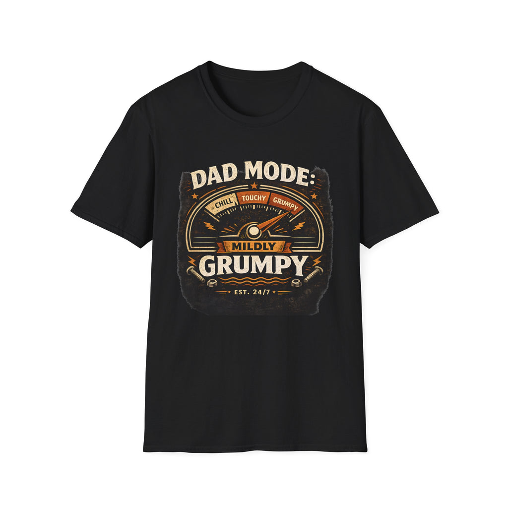 Dad Mode T-Shirt — "Mildly Grumpy" Vintage Gauge Graphic