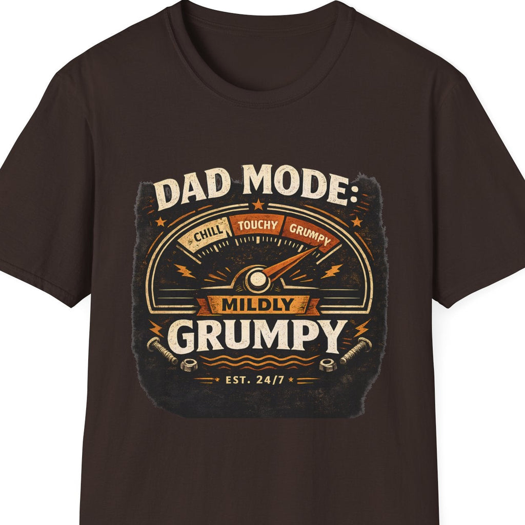 Dad Mode T-Shirt — "Mildly Grumpy" Vintage Gauge Graphic