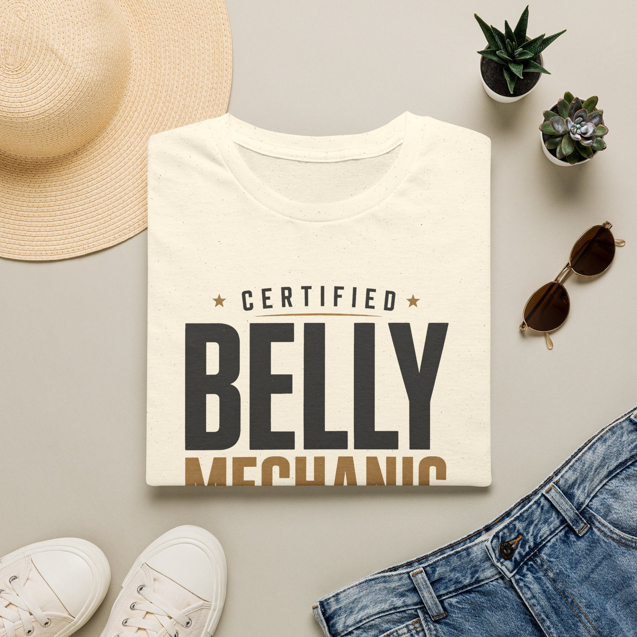 Certified Belly Mechanic Shirt – Funny Dad Mechanic Tee, Blue Collar Humor T-Shirt