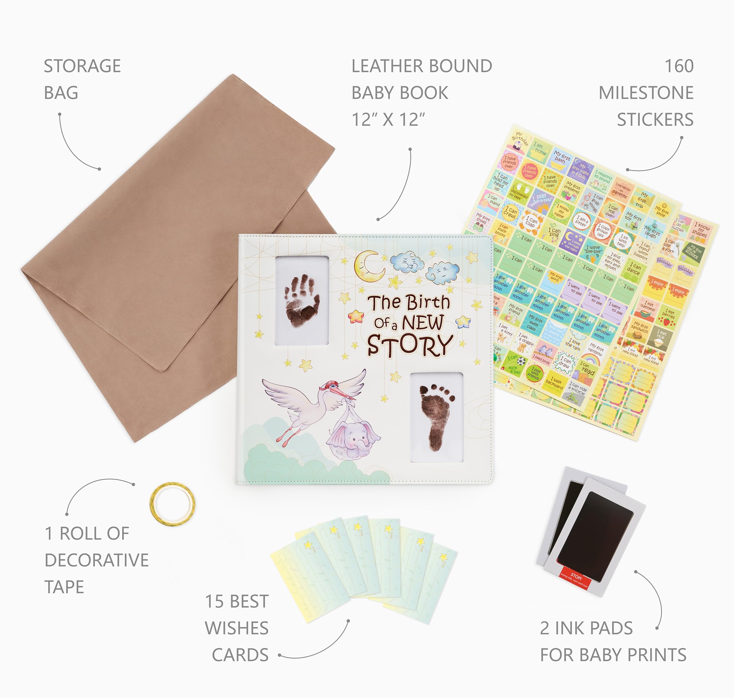Keepsake Baby Memory Book — Leather-Bound Milestone Journal for Boys & Girls