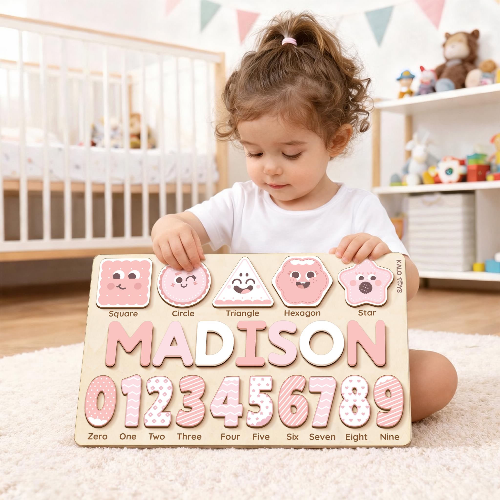 Custom Name Puzzle for Toddlers - Personalized Baby Gift with Animal Art Backdrop | 48 Animal Themes | 1st Birthday Gift for Boy & Girl | Personalized Baby Gifts