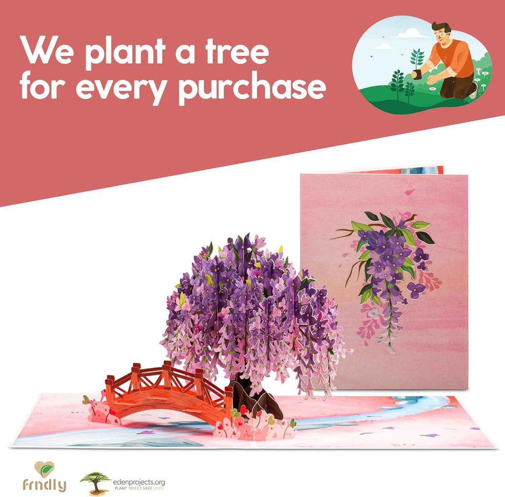 Wisteria 3D Pop-Up-Karte – umweltfreundlich, aus recycelten Materialien