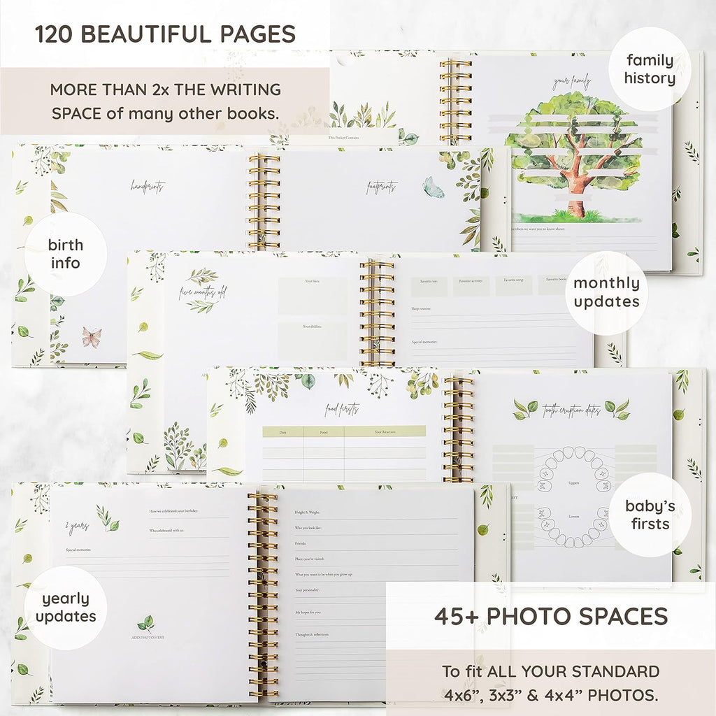 Keepsake Memory Book for Baby Boy or Girl Timeless First 5 Year Baby Book A Milestone Book to Record Every Event from Birth to Age 5 Gender Neutral Journal Scrapbook Photo Album