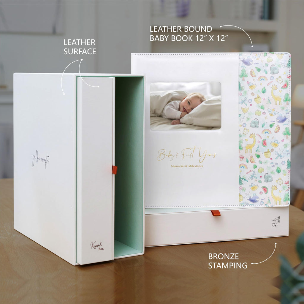 Keepsake Baby Memory Book — Leather-Bound Milestone Journal for Boys & Girls