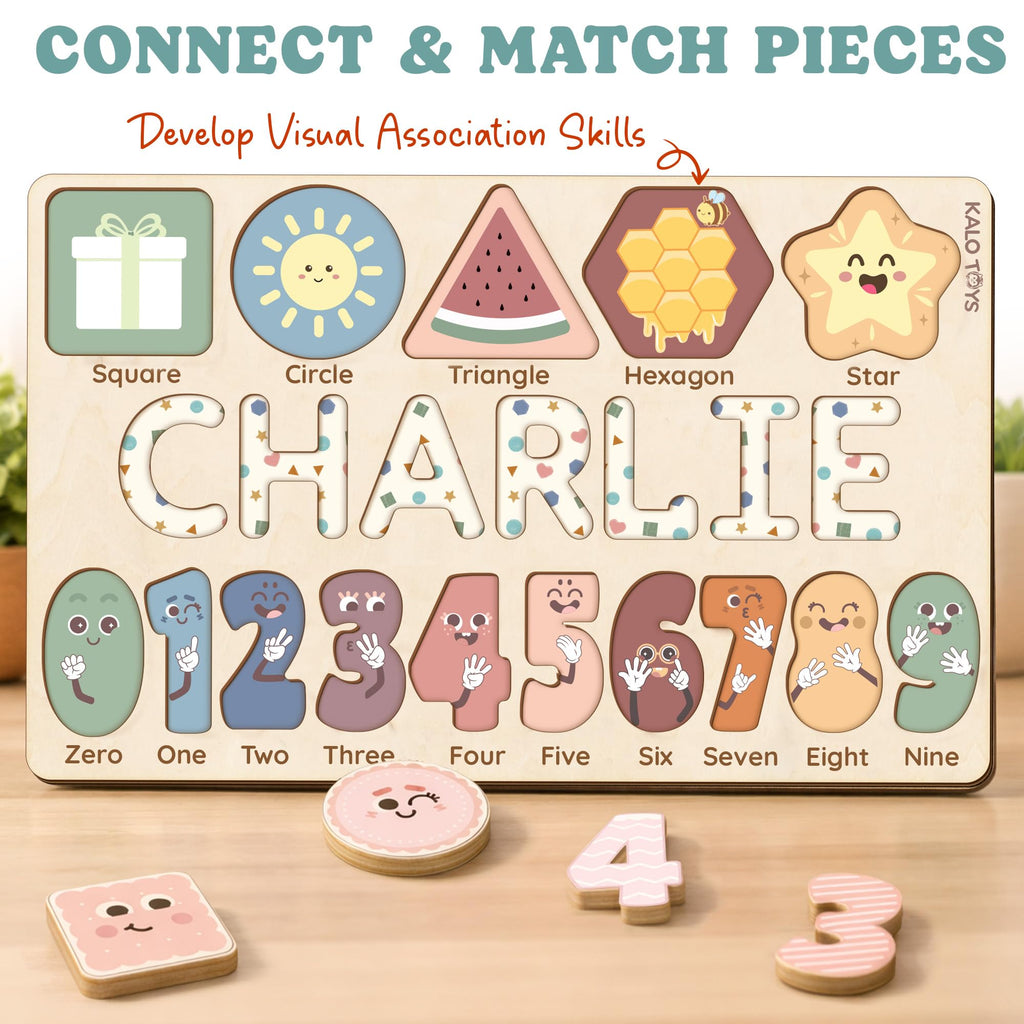 Custom Name Puzzle for Toddlers - Personalized Baby Gift with Animal Art Backdrop | 48 Animal Themes | 1st Birthday Gift for Boy & Girl | Personalized Baby Gifts