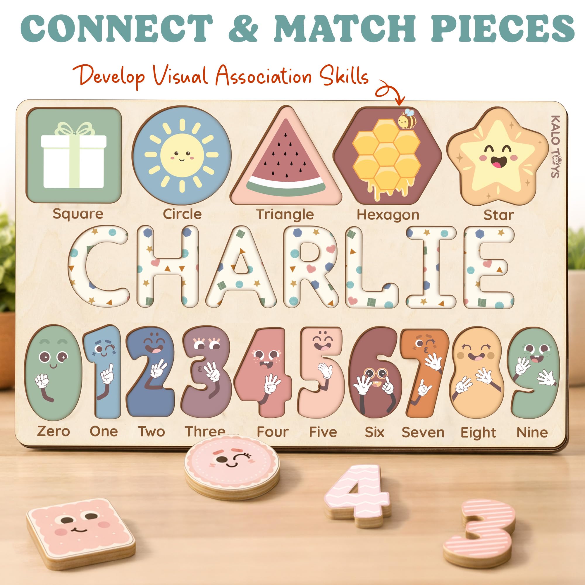 Custom Name Puzzle for Toddlers - Personalized Baby Gift with Animal Art Backdrop | 48 Animal Themes | 1st Birthday Gift for Boy & Girl | Personalized Baby Gifts