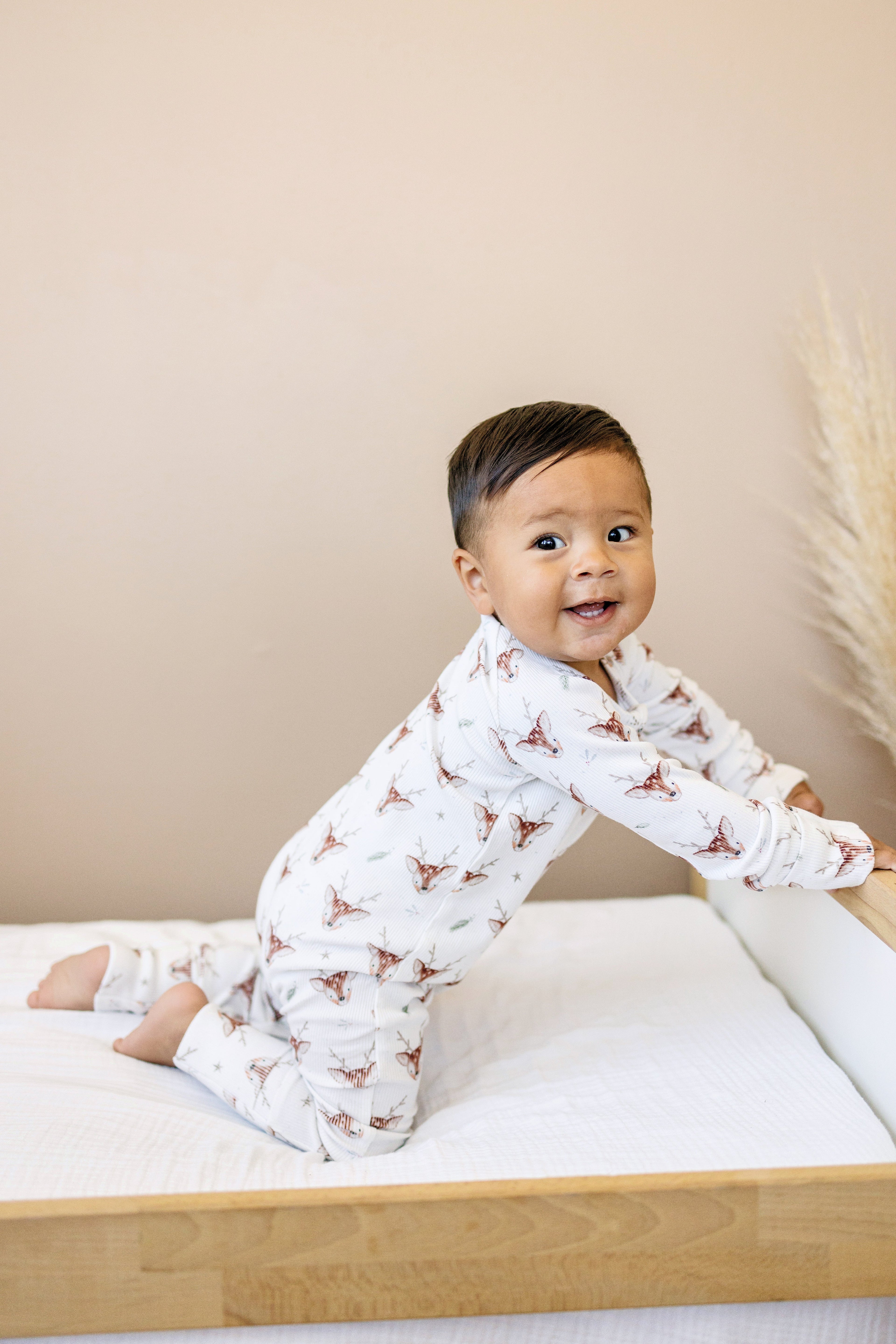 Reindeer Games Ribbed Bamboo Zippy Pajamas *NB to 3/6m left