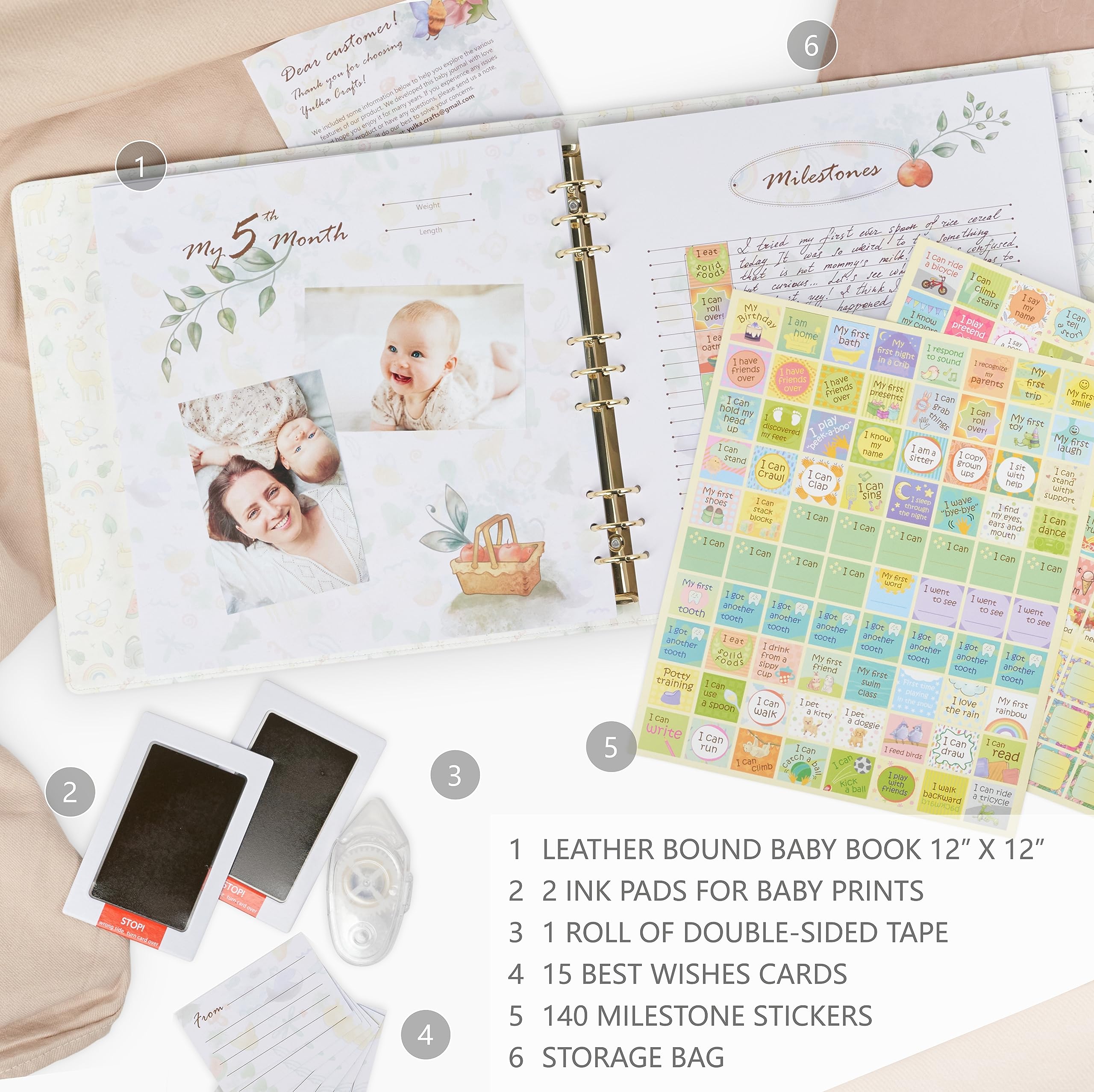 Keepsake Baby Memory Book — Leather-Bound Milestone Journal for Boys & Girls