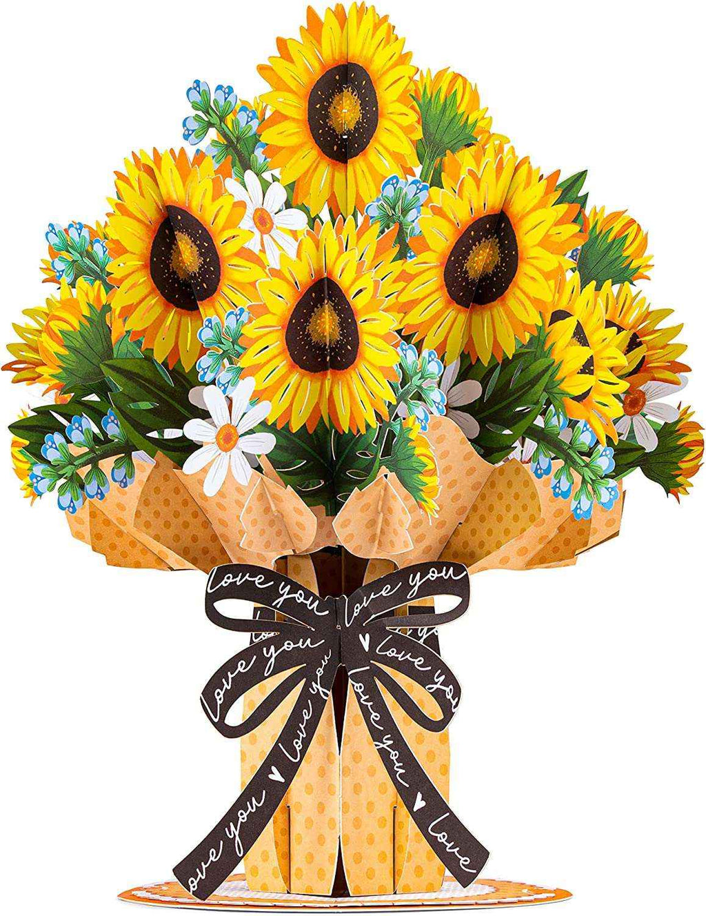 HugePop Sonnenblumen-Pop-Up-Blumenstrauß mit abnehmbaren Blüten, 25 x 35 cm