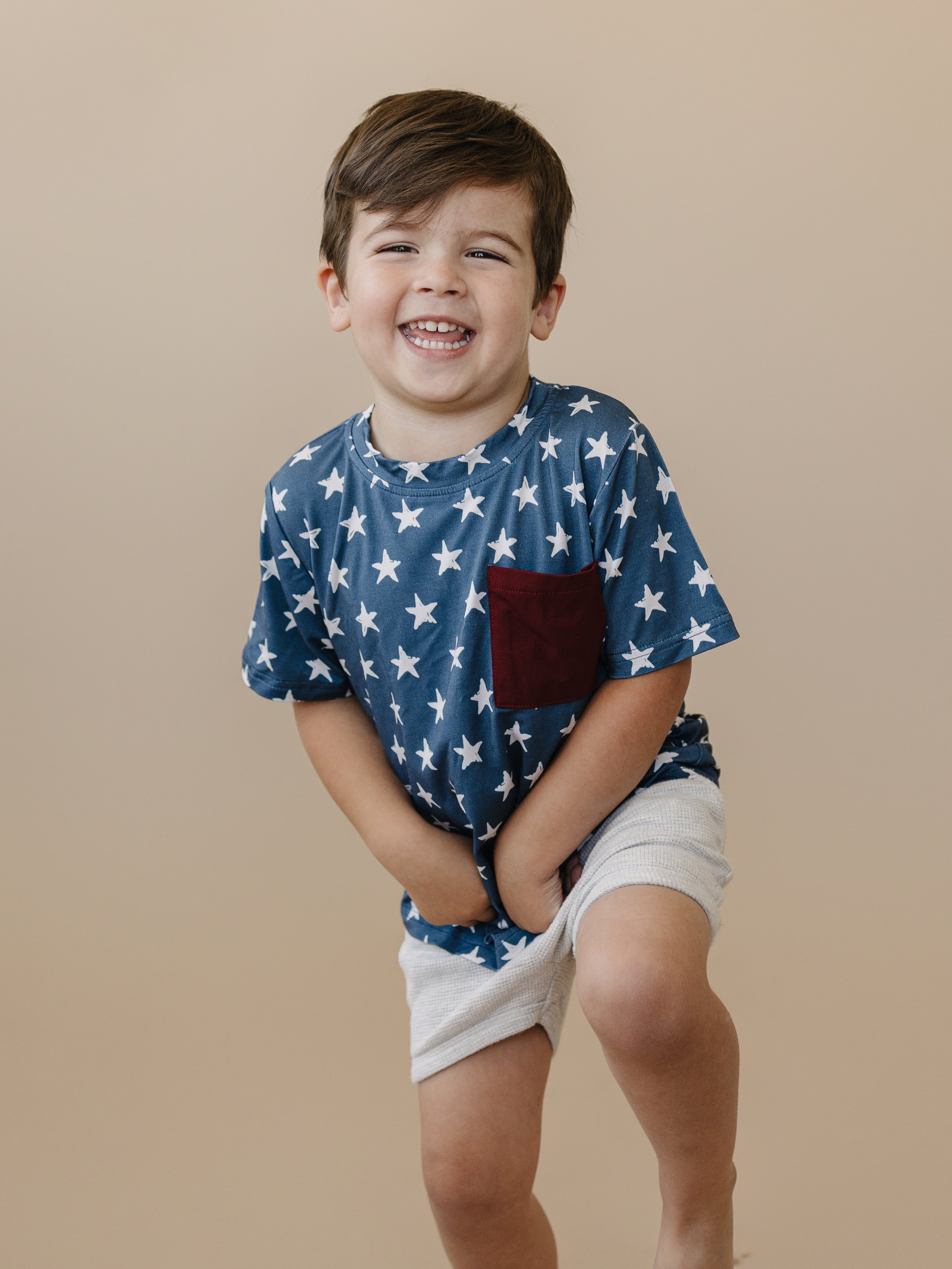 Navy Stars 4th of July Bambus-Taschen-T-Shirt