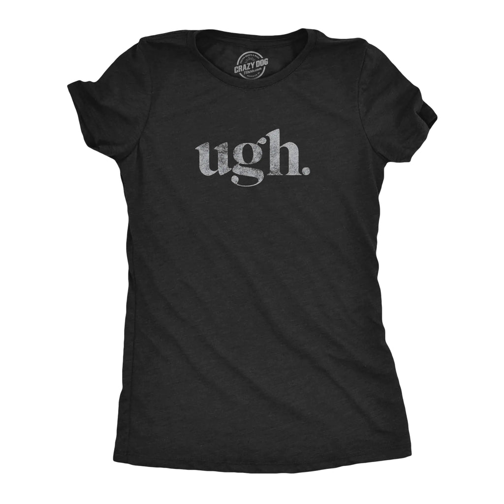 Damen Ugh. T-Shirt Lustig Sarkastisch Augenrollen Grafik Neuheit Vintage T-Shirt Lustige Damen T-Shirts Lustiges Introvertierten T-Shirt Damen Neuheiten T-Shirts Schwarz S