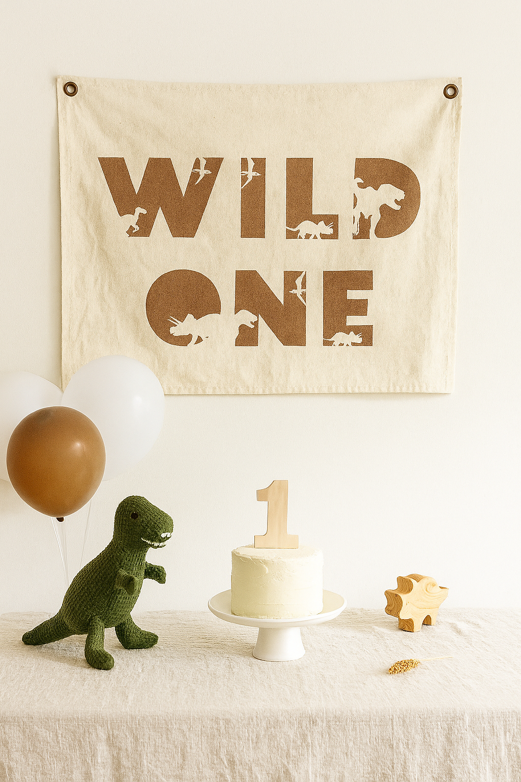 Wild One Erster Geburtstag Segeltuchbanner - Dino-Motto