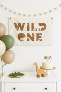 Wild One Erster Geburtstag Segeltuchbanner - Dino-Motto