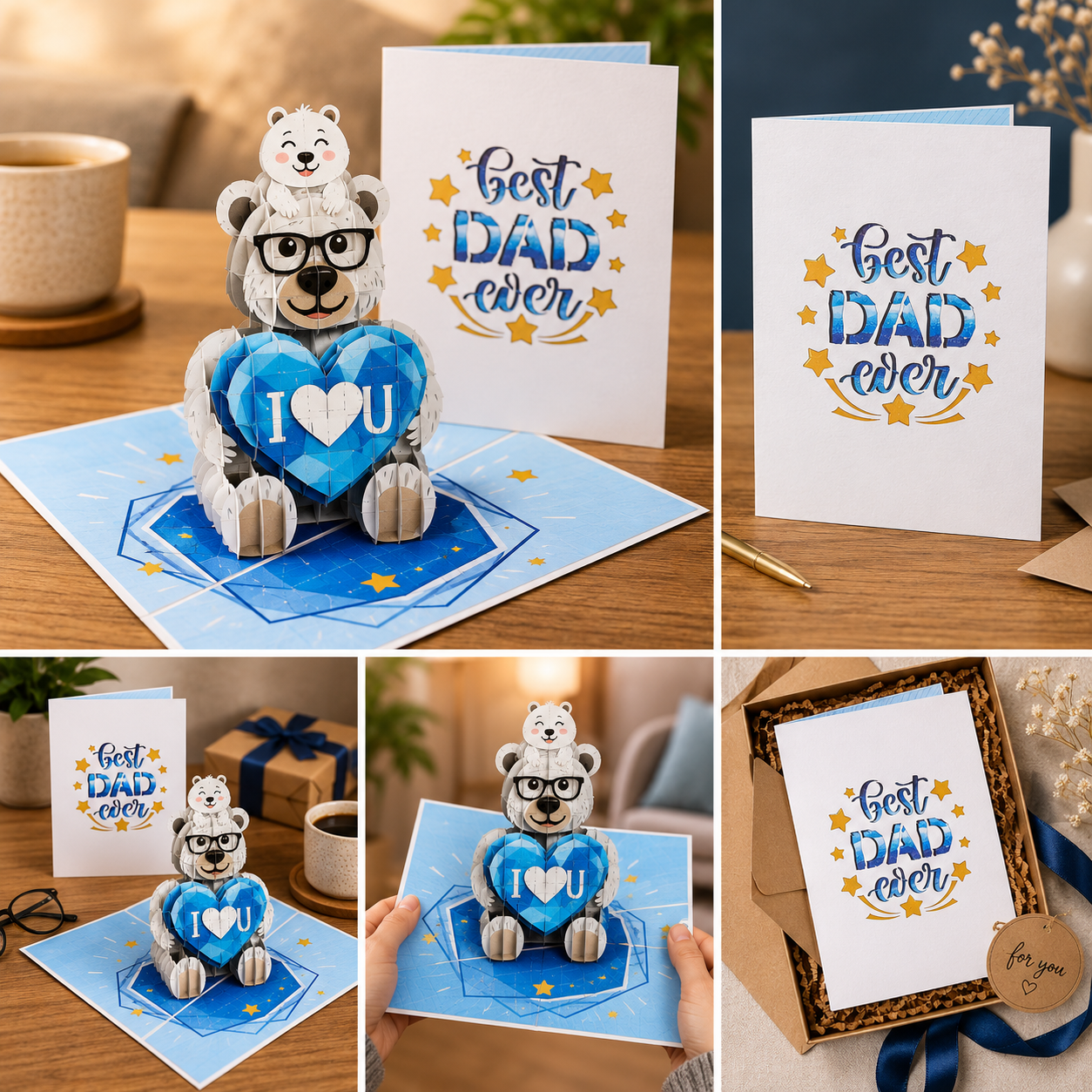 Papa Bear Pop Up Card Fathers Day Card