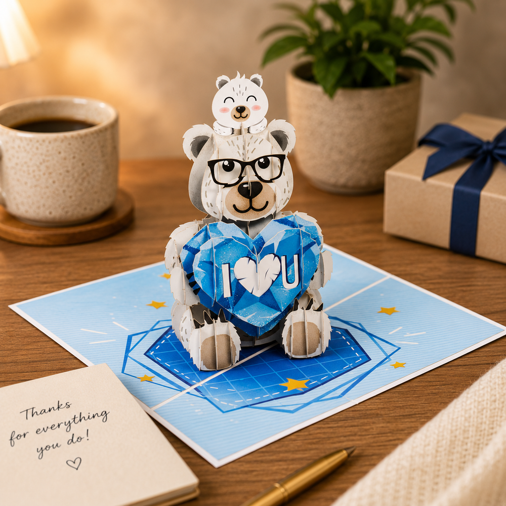 Papa Bear Pop Up Card Fathers Day Card